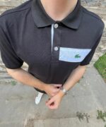 Erkek Siyah Göğüs Arma Detaylı Polo Yaka T-Shirt - Monelizmen